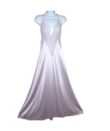 Vintage 50s Full Length Nylon Slip Nightgown S Lavender Sheer Lace Low Back - $128.65
