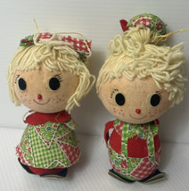 Vintage 1970&#39;s boy &amp; girl doll Styrofoam Christmas Ornaments from Japan 5in - £8.92 GBP