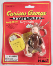 Vintage Curious George Adventures Keychain w/ Morning Star Newspaper Bag -1998 - £6.27 GBP