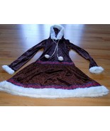 Girls Size Medium 6-8 Eskimo Girl Costume Dress &amp; Gloves Brown Velour Fa... - £22.38 GBP