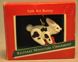 Hallmark - Folk Art Bunny - 1989 - Miniature Keepsake Ornament - $10.62