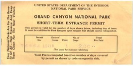 Vintage Grand Canyon National Park Kurz Begriff Eingang Ausweis 1960&#39;s - $39.58