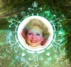 Betty White Snowflake Multi Color Blink Light Holiday Christmas Tree Ornament - £13.07 GBP