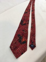 J Garcia Vtg USA Made Red Abstract Hand Sewn Silk Necktie - £30.18 GBP