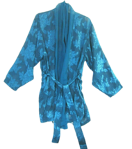 Victoria&#39;s Secret Negligee robe jacket see through vintage teal brocade ... - $44.54