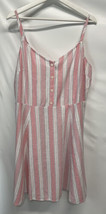 Gap Women&#39;s Pink Striped Fit and Flare Linen Blend Dress NEW SZ L - £23.33 GBP