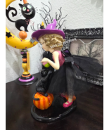 Halloween Ghoulish Witch With Black Cat TuTu Dress Apple Statue Figurine... - €38,68 EUR
