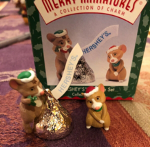 Hallmark Merry Miniatures Hershey&#39;s 2 Pc Set Kiss Mouse Set - £7.76 GBP