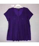 Elie McCarthy Women&#39;s 3X Plus Size Purple Blouse Top V-Neck Flowy Stretc... - $26.00