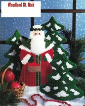 Plastic Canvas Woodland St Nick Centerpiece Elf Basket Reindeer Stocking Pattern - £9.58 GBP