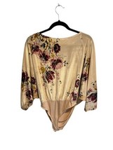 Intimately Free People Womens Velvet Floral Slouchy Babe Bodysuit Cream Sz Xs - £26.41 GBP