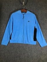 Adidas Mens Blue Activewear Full Zip Outdoor Hoodie Jacket Fleece Soft Warm - $18.85