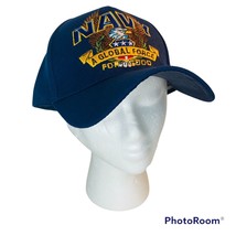 NAVY A Global Force For Good Embroidered Eagle USA Patriotic Blue Baseball Hat - £15.54 GBP