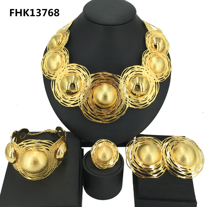 Huge Jewelry Brazilian Gold Jewelry Sets For Women Birthday Gift  FHK13768 - $95.00