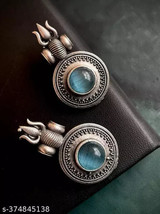 Kundan Oxidised Silver Jewelry Set Party Wear Women Indo-western Jewellery c - £11.78 GBP