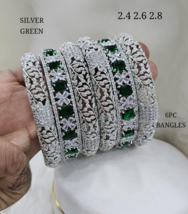 Silver plated Kada CZ Bracelet Size 2.10 2.8 2.6 2.4 Indian Bangles Jewelry Set - £76.16 GBP
