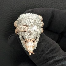 2.5 CT Rundschliff Künstlicher Diamant Schädel Gesicht &amp; Schlange Ring 14K Rose - £124.20 GBP