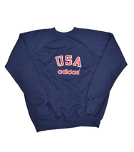 Vintage 80s Adidas USA Sweatshirt Mens XL Blue Raglan Crewneck Spell Out - $41.07