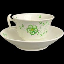 Antique Hand Painted Soft Paste Sprig Floral Porcelain Tea Cup Saucer Hi... - £22.05 GBP
