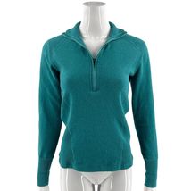 Eddie Bauer Womens Sweater Size Medium Teal Blue Green Half Zip Pullover - $19.80