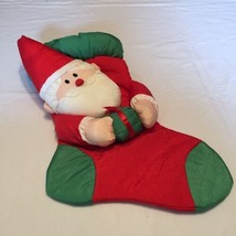 Santa with Present Christmas Stocking Unionsign Ltd 20&quot; Long Nylon Vintage - £15.55 GBP