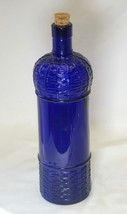 Cobalt Blue Glass Bottle Basket Weave Pattern Cork Stopper a - $25.77