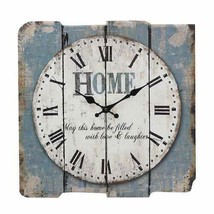 Rustic Clock Square 15&quot; Blue Home Farmhouse Style Kitchen Living Room New - £37.95 GBP