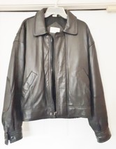 MARC BY ANDREW BLACK Leather Bomber Jacket Coat Lined Men&#39;s M - $89.00