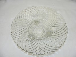 Vintage Glass Footed 10&quot; Round Candy or Table Bowl Swirl Pattern - $553.18 MXN