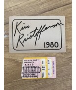 Vintage Kris Kristofferson Concert Ticket Stub July 21, 1980 &amp; Sticker D... - £19.41 GBP
