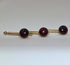 Vtg  Swank 5/16&quot; Gold Tone  w/ Red Stone Formal Tux Prom Shirt Stud - Se... - $26.11