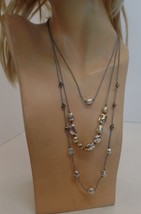 Chicos (Stamped) Gold &amp; Silver Beaded Multi Strand(3)Necklace Necklace Adj 20&quot; - £15.82 GBP