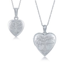 Sterling Silver Mother &amp; Daughter Set, Heart Pendant + Locket - Tree of ... - £119.52 GBP