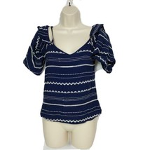 Saks Fifth Avenue Cold Shoulder Top Size XS Blue White Striped Bell Sleeve - £23.30 GBP