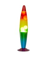 , 16&quot; Rainbow Lava Motion Volcano Lamp, White Wax, Rainbow Painted Metal... - $736.95 MXN