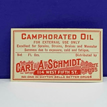 Drug store pharmacy ephemera label advertising Carl Schmidt oil Dayton O... - £9.23 GBP