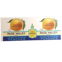 Page Valley Peaches Can Label Tin Luray Orchards VA Original Fruit 10.25&quot;x4&quot; VTG - $3.91