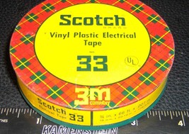 Vintage rOund metal tin Scotch Vinyl Plastic Electrical Tape 33 w/ Original tape - £25.77 GBP