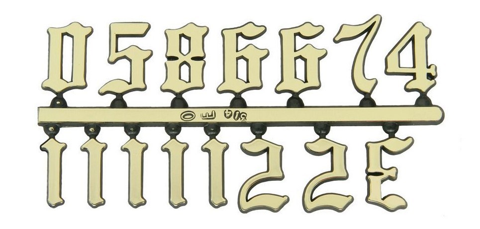 3/8&quot; Old English Gold Clock or Craft Numerals -Numbers 1-12 - NO112-38 - $2.25