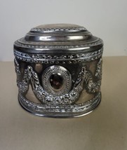 Vintage  Silver Plate Ornate Oval Box Lined Jewelry Hinged  5.5 Inch - £19.95 GBP