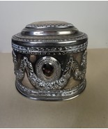Vintage  Silver Plate Ornate Oval Box Lined Jewelry Hinged  5.5 Inch - £19.46 GBP