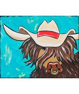 NEW - Cowboy Highlander Cow Painting Kit - Paint Your Own - HandDrawn Ca... - $38.00
