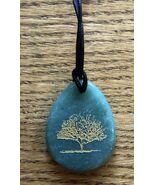 Green Aventurine Pendant Brass Tree of Life Inlay! - $6.88
