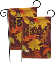 Fall Leaves Garden Flags Pack Harvest Autumn 13 X18.5 Double-Sided House Banner - £23.22 GBP