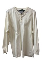 J Forest and Company Mens XL Cream Long Sleeved Henley Shirt Cotton Blend - £11.45 GBP