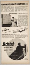 1947 Print Ad Bristol Bait Casting Fishing Rods with Aluminum Handles Br... - £13.45 GBP