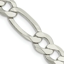 REAL Sterling Silver 9.5mm Lightweight Flat Figaro 22in Chain - £416.73 GBP