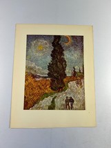 Vintage Vincent Van Gogh  Art Print Road With Cypresses Unframed 10.25&quot; X 8&quot; - $14.85