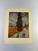 Vintage Vincent Van Gogh  Art Print Road With Cypresses Unframed 10.25&quot; X 8&quot; - £11.48 GBP