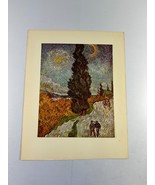 Vintage Vincent Van Gogh  Art Print Road With Cypresses Unframed 10.25&quot; ... - £11.63 GBP